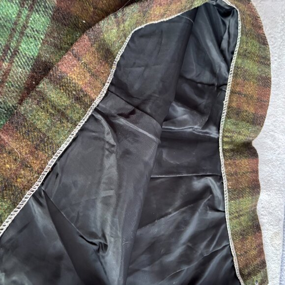 1950s-1970s Green Brown Wool Plaid Flare Skirt 28 Waist - Picture 10 of 11
